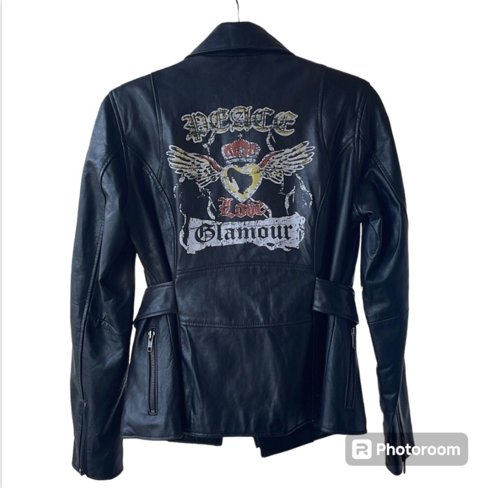 INC Int’l Concepts Leather Graphic-Back Moto Jacket - Picture 14 of 14